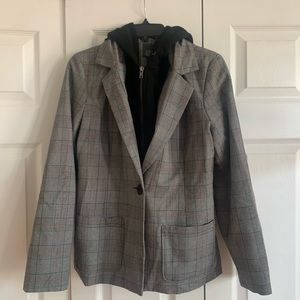 Plaid Blazer Hoodie Wild Fable